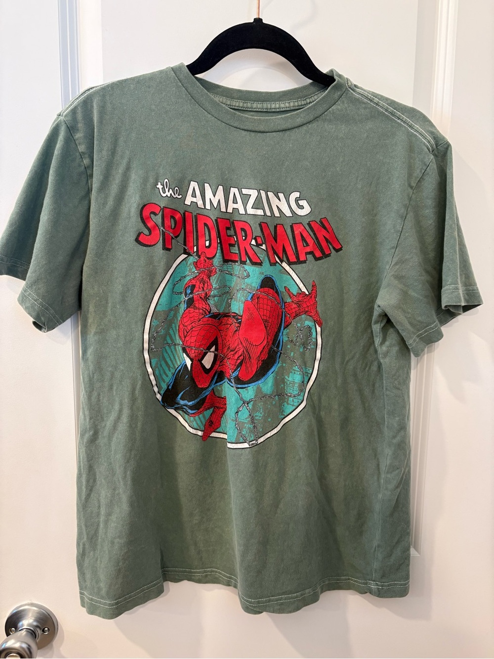 Marvel The Amazing Spider-Man Graphic Tee - Green with Red Print